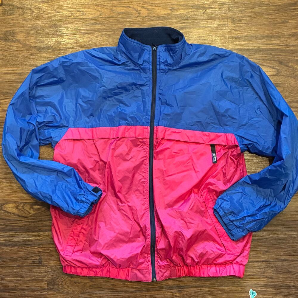 Vintage Patagonia Windbreaker Jacket Blue Pink Colorblock Size L Nylon